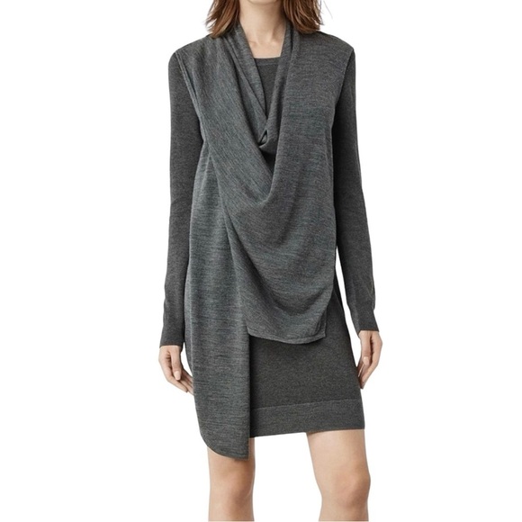 All Saints Dresses & Skirts - ALL SAINTS Drina Draped Merino Wool Sweater Dress